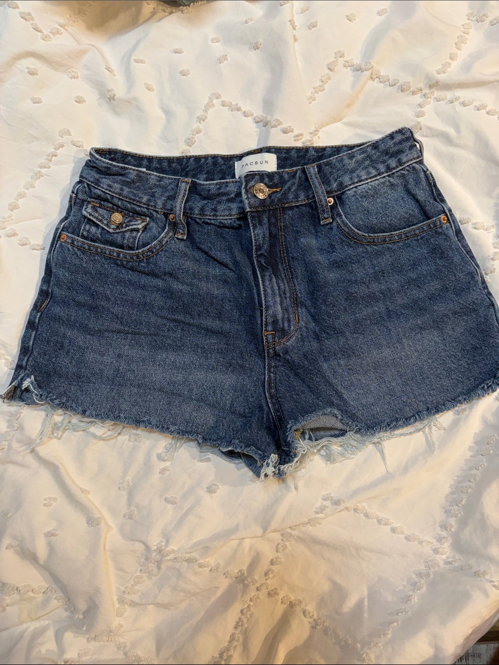 PacSun Raw Hem Dark Blue Denim Cutoff Shorts